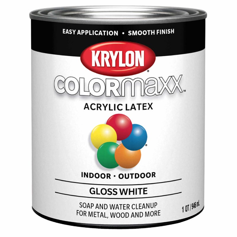 Krylon K05625007 COLORmaxx Brush On Paint, Quart, White, 32 Fl Oz - Image 1